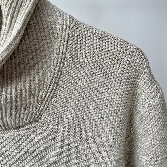 H&M Two Button Shawl Collar Pullover Sweater Lightweight Ribbed Cable, Size L - Picture 2 of 9